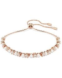 Swarovski - Matrix Tennis Crystal Pearl Bracelet - Lyst