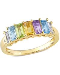 Amour - 1 1/4 Ct Tgw Baguette Sky- Topaz Peridot Citrine Rose De France Swiss- Topaz Topaz Engagement Ring - Lyst