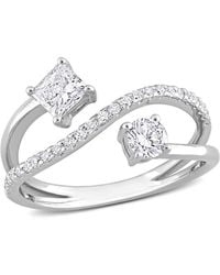 Created Forever - 4/5 Ct Tw Princess & Round Lab Created Diamond 2-Stone Bypass Crossover Ring - Lyst