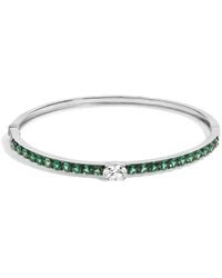 Haus of Brilliance - 925 Sterling Created Sapphire And Emerald Semi Eternity Bangle Bracelet - Lyst