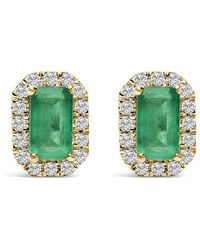 Haus of Brilliance - 10K 5X3Mm Emerald-Cut Emerald And 1/7 Cttw Diamond Halo Octagonal Stud Earrings - Lyst