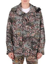 Roberto Cavalli - Khaki/Venetian Animalier Camouflage Hooded Jacket, Brand Size 46 (Us - Lyst