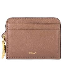 Chloé - Logo Embellished Leather Cardholder - Lyst