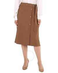 Burberry - Keeley Warm Walnut Belted Mid-length Skirt - Lyst