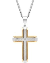 Robert Alton - 02 Ctw Stainless Steel With Finish Diamond Cross Necklace - Lyst