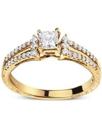 Haus of Brilliance - 14K Diamond 5/8 Cttw Princess Diamond Split Shank And Milgrain Engagement Ring - Lyst