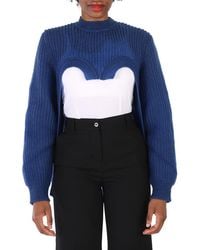 Burberry - Ladies Warm Royal Cut-Out Knit Technical Reconstructed Sweater - Lyst
