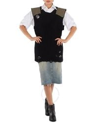 MM6 by Maison Martin Margiela - Ladies Distressed Panelled Ribbed Vest - Lyst