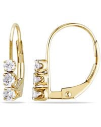 Amour - 1/4 Ct Tw 3-Stone Diamond Leverback Earrings - Lyst