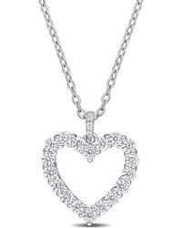 Amour - 3/5 Ct Dew Created Moissanite Open Heart Pendant With Chain - Lyst