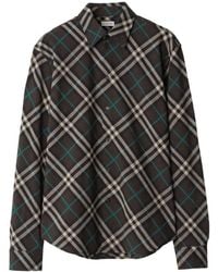 Burberry - Check Pattern Button-Up Shirt - Lyst