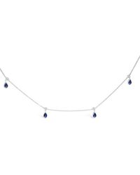 Haus of Brilliance - 10K Dangling 5X3 Mm Pear Sapphire And Diamond Station Necklace - Lyst