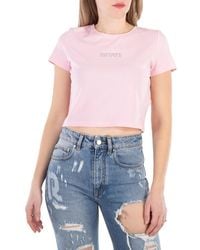 ROTATE BIRGER CHRISTENSEN - Logo-Print Crystal-Embellished Crop Top, Brand Size 40 Us - Lyst