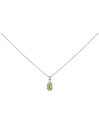 Haus of Brilliance - 10K 5X3Mm Peridot And Diamond Accent Halo Octagonal Shape Pendant Necklace - Lyst
