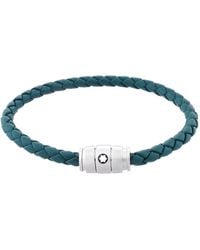 Montblanc - Meisterstuck Steel & Cyprus Leather Bracelet - Lyst