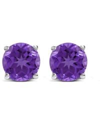 Haus of Brilliance - 14K 5X5Mm Round Amethyst Solitaire Stud Earrings - Lyst