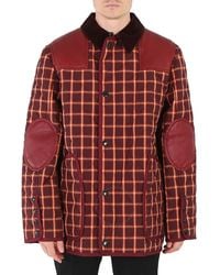 Burberry - Burgundy Check Reversible Quilted Jacket - Lyst