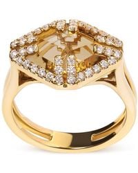 Haus of Brilliance - 14K Marquise-Cut Citrine And 1/3 Cttw Diamond Halo Cocktail Ring - Lyst