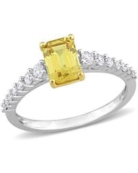 Amour - 4/5 Ct Tgw Sapphire And 1/3 Ct Tw Diamond Bridal Ring Set - Lyst