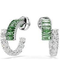 Swarovski - Rhodium Plated Matrix Hoop Earrings - Lyst