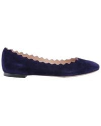 Chloé - Lauren Scallop-Trim Suede Ballet Flats, Brand Size 36 Us - Lyst