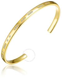 Rachel Glauber - 14k Gold Plated Cubic Zirconia Cuff Bracelet - Lyst