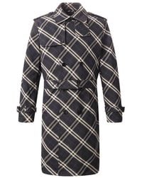 Burberry - Check Long Belted Trench Coat, Brand Size 46 Us - Lyst