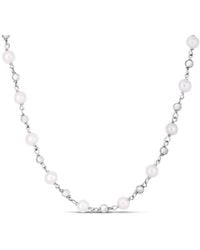 Tresorra - Sterling Pearl Bead Chain Necklace - Lyst