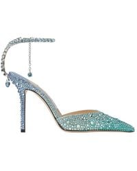 Jimmy Choo - Saeda 100 Crystal Embellished Satin Pumps, Brand Size 34.5 Us - Lyst
