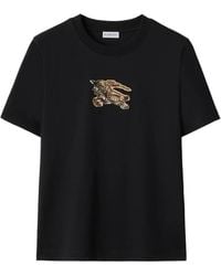 Burberry - Knight Check Cotton T-Shirt - Lyst