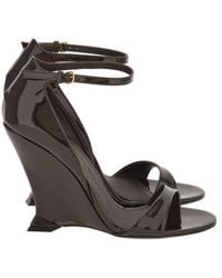 Ferragamo - Vidette Patent Leather Wedge Sandals - Lyst