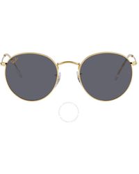 Ray-Ban - Round Metal Blue Sunglasses - Lyst