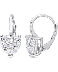 Amour - 4 Ct Dew Created Moissanite Heart Leverback Earrings - Lyst