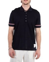 Thom Browne - Short Sleeve Cotton Polo Shirt - Lyst