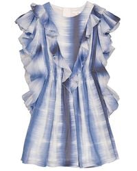 Chloé - Girls Blue White Abstract Printed Ruffled Dress - Lyst