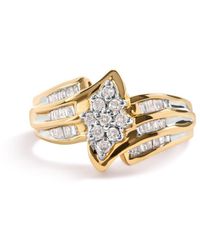 Haus of Brilliance - 10K 1/2 Cttw Round And Baguette-Cut Diamond Cluster Head And Channel Set Shank Ring (H-I Color, I1-I2 Clarity) - Lyst