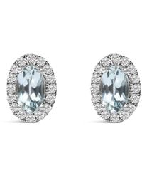Haus of Brilliance - 10K 5X3 Mm Oval Aquamarine And Diamond Halo Stud Earrings (I-J Color, I1-I2 Clarity) - Lyst