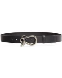 Roberto Cavalli - Snake Buckle Leather Belt, Cm - Lyst