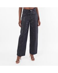 ROTATE BIRGER CHRISTENSEN - Sequin Twill Wide Leg Pants, Waist - Lyst
