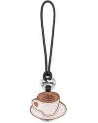 Longchamp - Coffee Leather Key Ring - Lyst