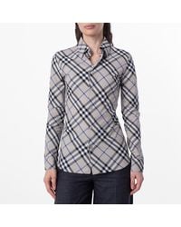 Burberry - Check Cotton Poplin Shirt, Brand Size 6 Us - Lyst