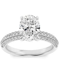 Mure And Co - 1.5Ctw Oval Shaped Lab Grown Diamond (F/Vs) Three Row Micro Pave Engagement Ring - Lyst