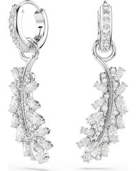 Swarovski - Vienna Earrings, Mixed Cuts, Feather, Rhodium Plated - Lyst