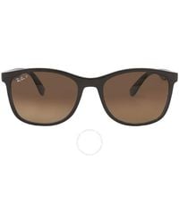 Ray-Ban - Polarized Brown Gradient Square Sunglasses Rb4374 6600m2 56 - Lyst