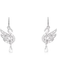 Swarovski - Rhodium Plated Swan Vienna Earrings - Lyst