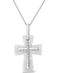Haus of Brilliance - .925 Sterling Silver Prong-set Diamond Accent Crs 18'' Pendant Necklace - Lyst