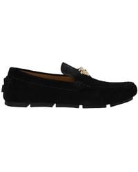 Versace - La Medusa Plaque Suede Loafers - Lyst