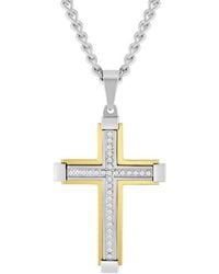 Robert Alton - 1/6Ctw Diamond Stainless Steel Finish Cross Pendant - Lyst