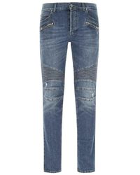 Balmain - Slim Cut Denim Jeans, Waist - Lyst