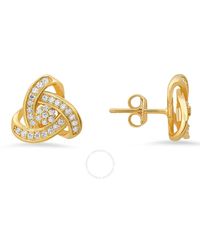 Kylie Harper - 14k Gold Over Gold Over Silver Trinity Love Knot Cz Stud Earrings - Lyst